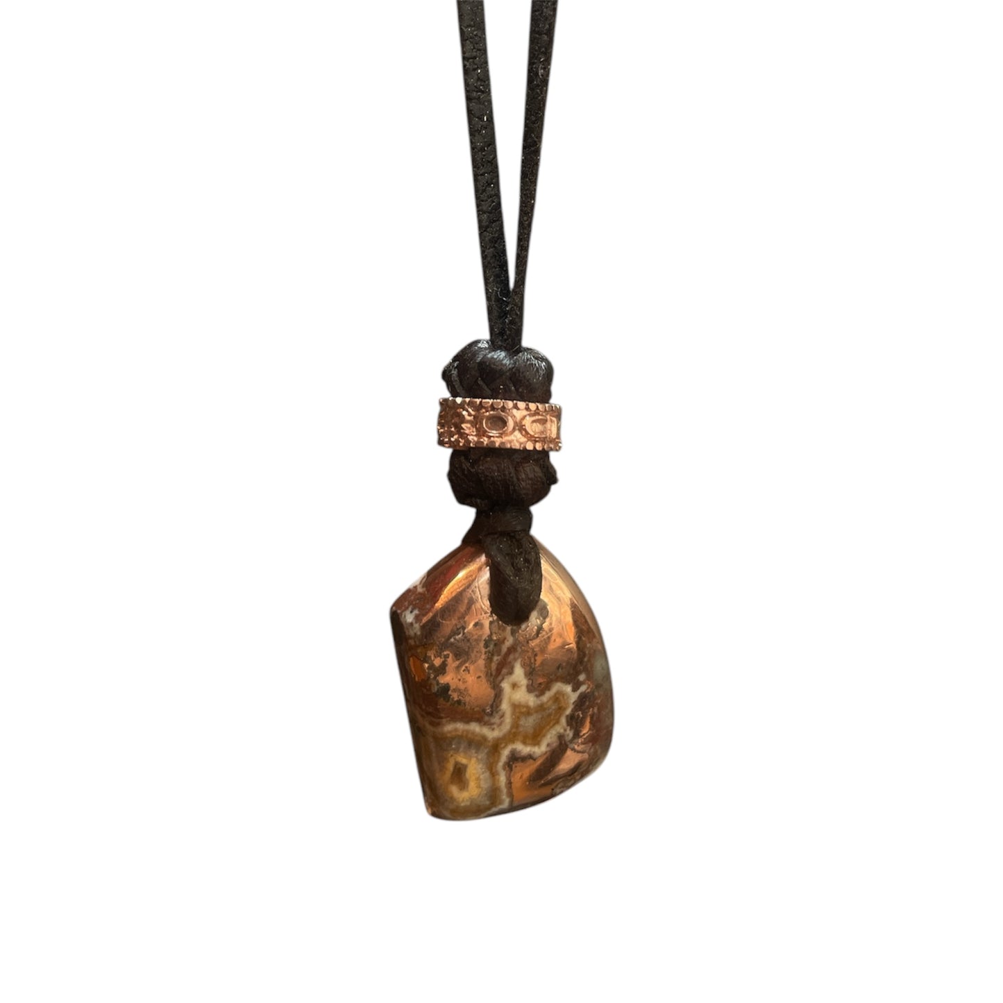 STONE LEATHER NECKLACE COBRE