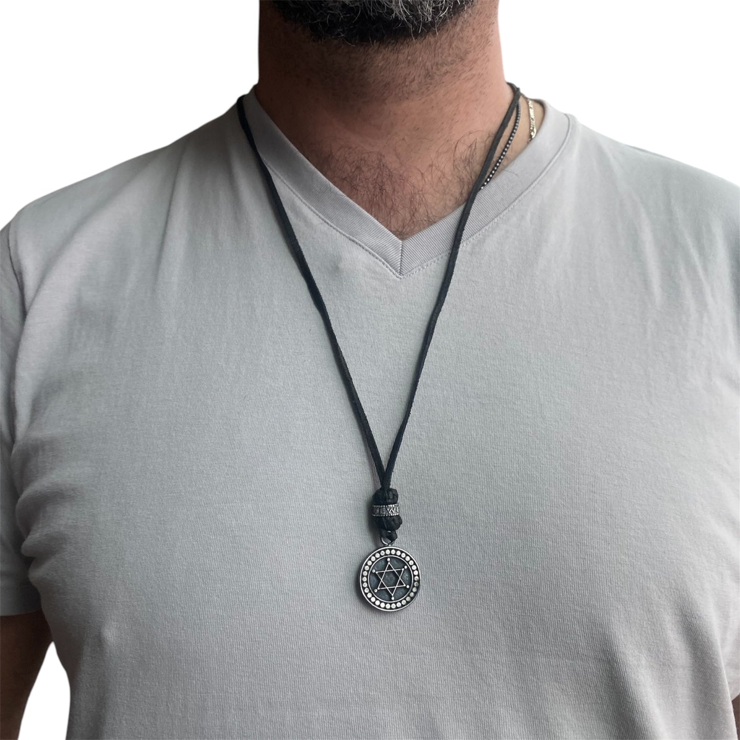 LEATHER AMULET DOTTED D.STAR