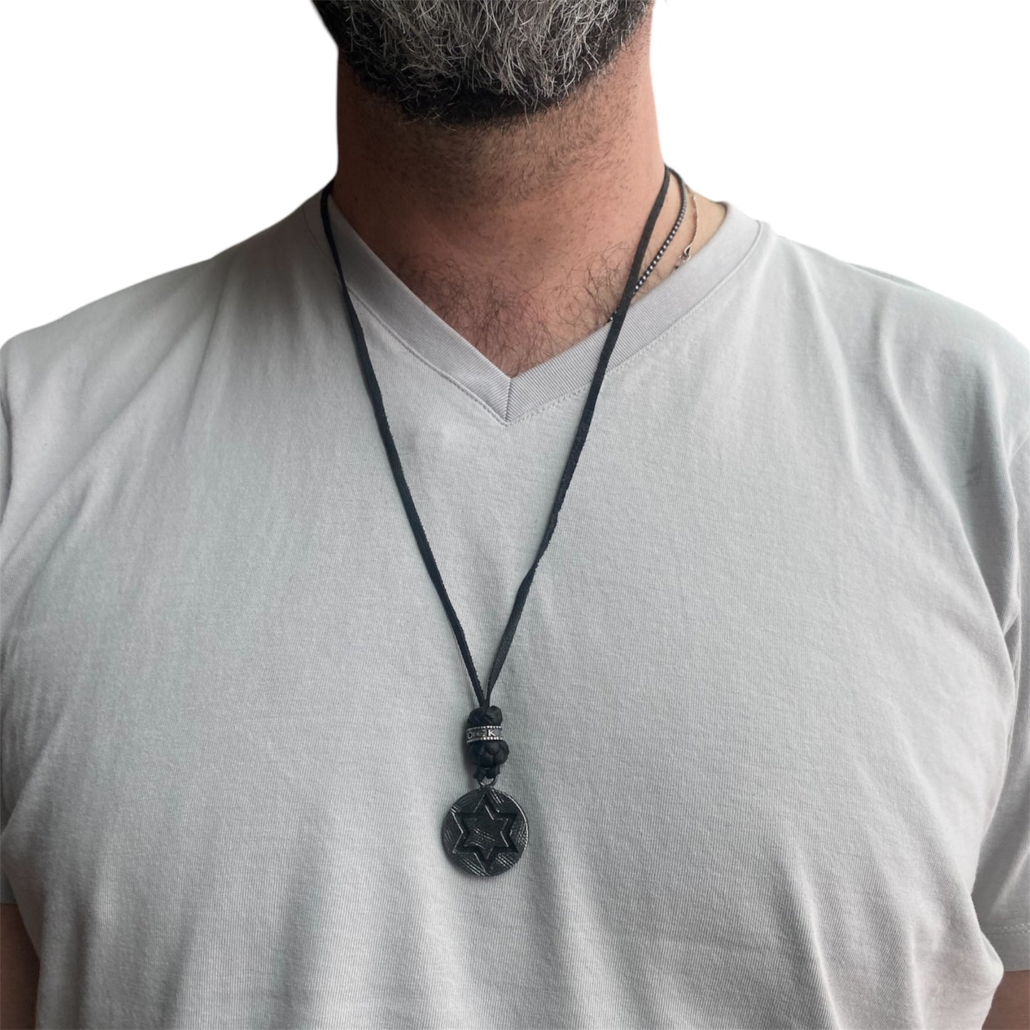 LEATHER AMULET STRIPED D.STAR