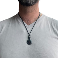 LEATHER AMULET EYE STONE
