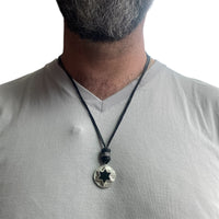 LEATHER AMULET D.STAR STONE