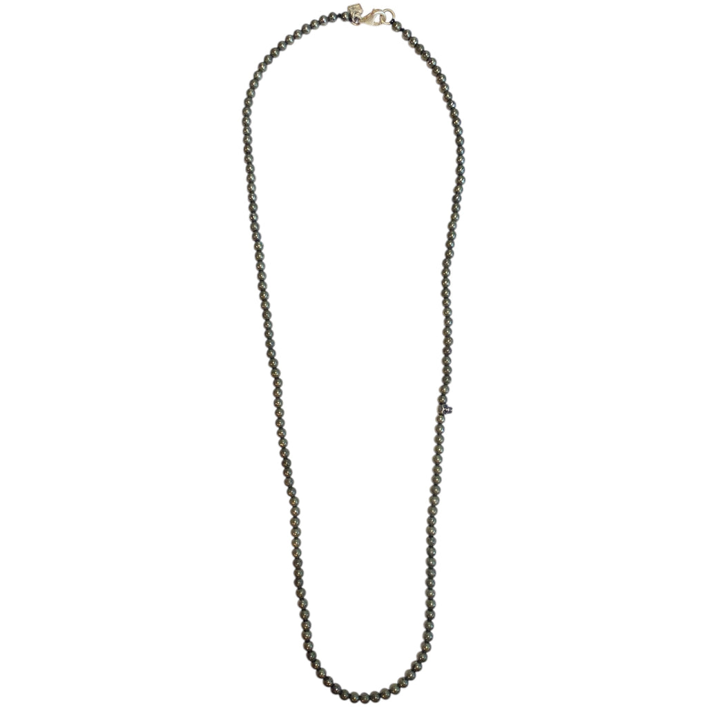 ONE SKULL ROUND PIRITE NECKLACE