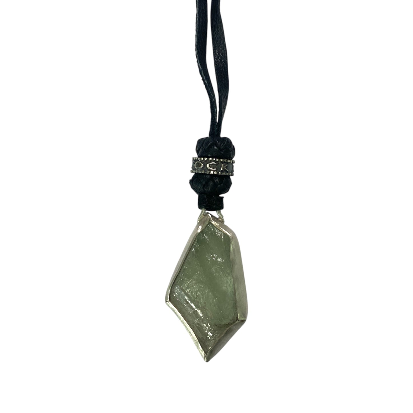 LEATHER AMULET SILVER STONE