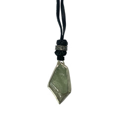 LEATHER AMULET SILVER STONE