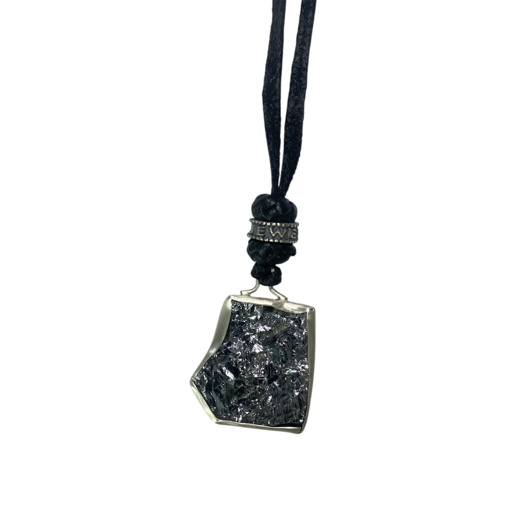 LEATHER AMULET SILVER STONE