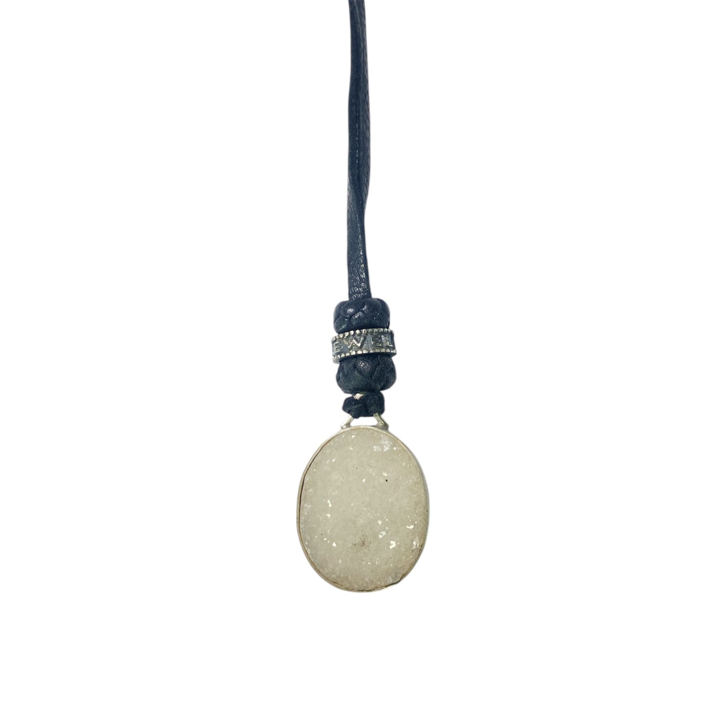 LEATHER AMULET SILVER STONE