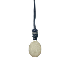 LEATHER AMULET SILVER STONE