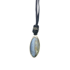 LEATHER AMULET SILVER STONE