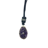 LEATHER AMULET SILVER STONE