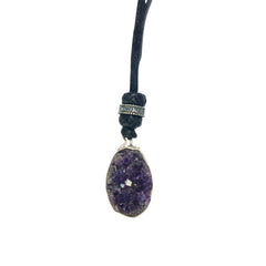 LEATHER AMULET SILVER STONE