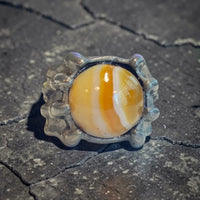SKULL HAND STONE RING