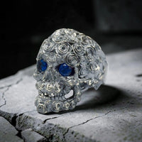 ROSES SKULL STONE RING