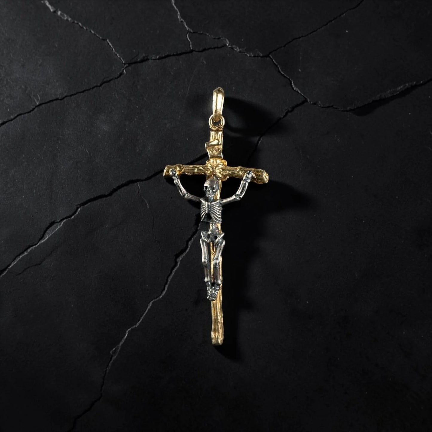 CRUCIFIED SKELETON CROSS SKULL