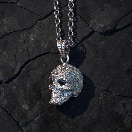 SKULL CARVED ROSE PENDANT