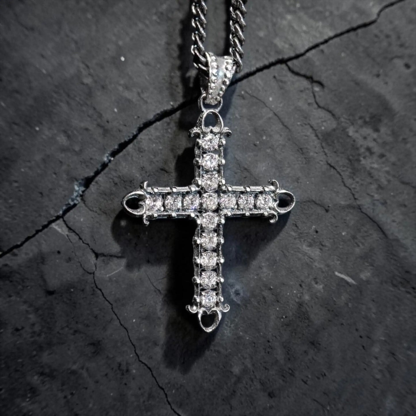 HEART CROSS ZIRCONIA BLANCA