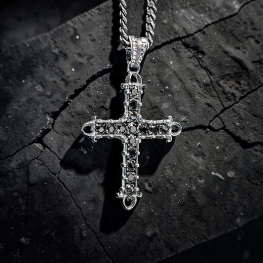 HEART CROSS ZIRCONIA NEGRA