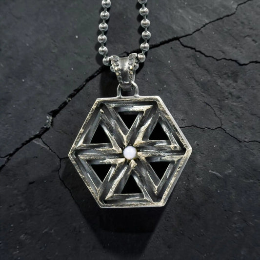 HEXAGONAL TRIQUETA STONE PENDANT