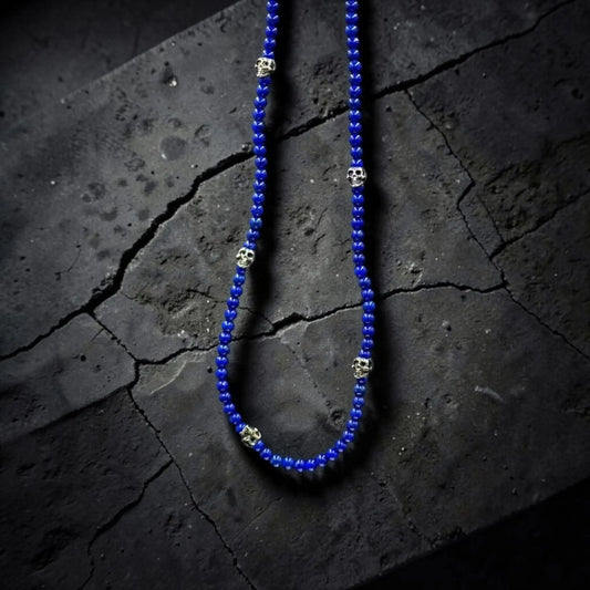 5 SKULLS LAPISLAZULI NECKLACE