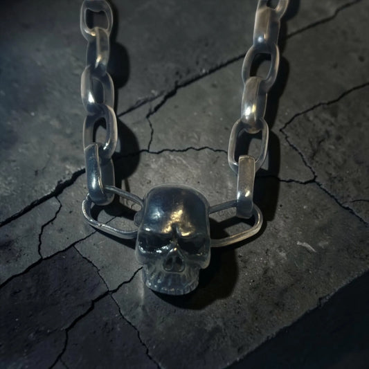 SKULL SILVER LINK NECKLACE