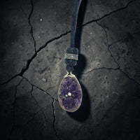 LEATHER AMULET SILVER STONE
