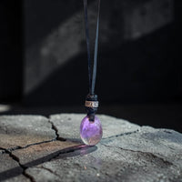 STONE LEATHER NECKLACE AMETHYST