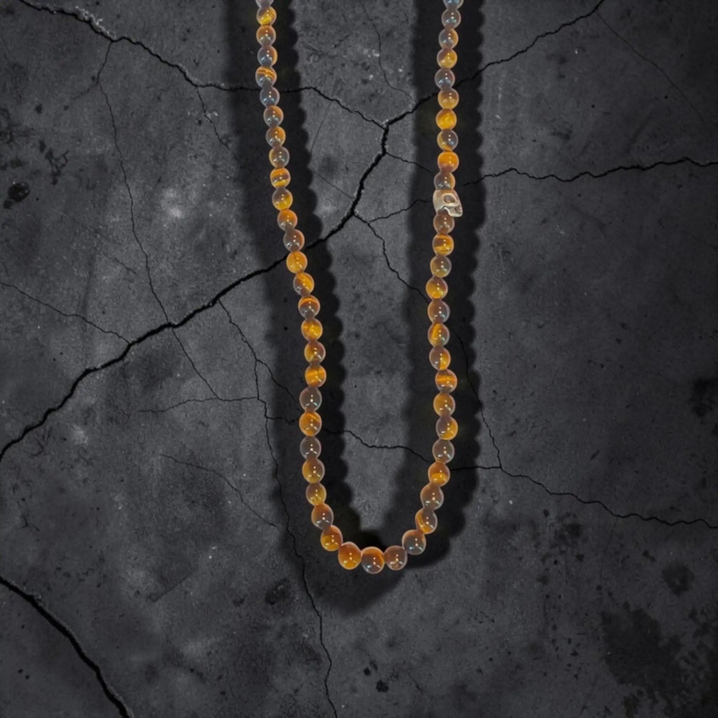 ONE SKULL TIGER EYE NECKLACE
