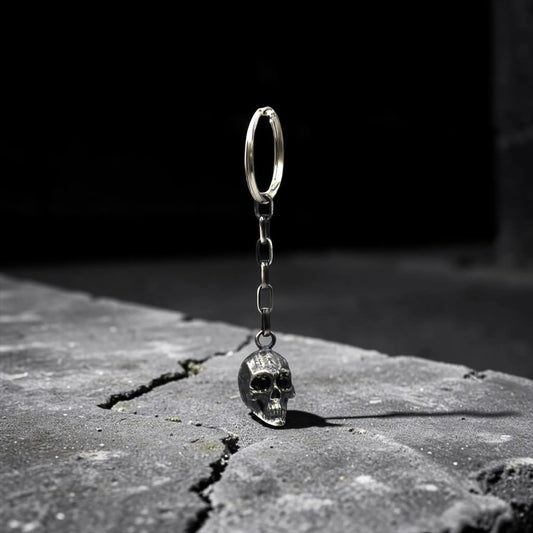 HEART SKULL KEY CHAIN CON ZIRCONIA NEGRA