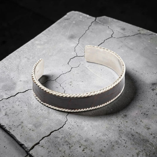 BROWN CROCODILE SKIN CUFF WIDE