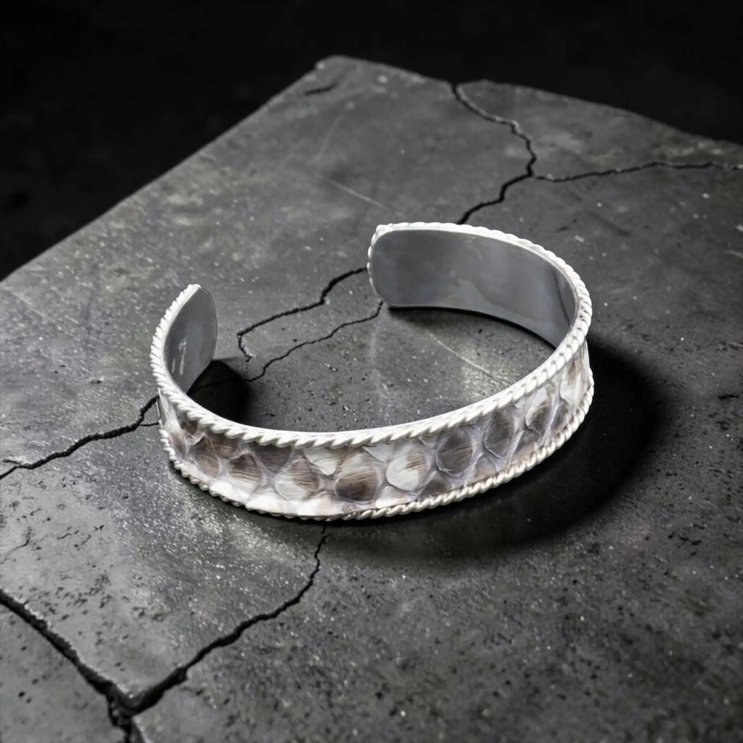 WHITE PYTHON SKIN CUFF WIDE