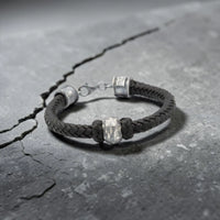 SILVER BALL LEATHER BRACELET
