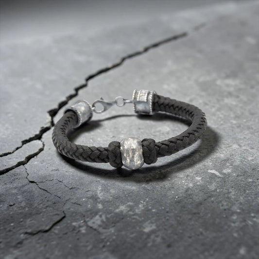 SILVER BALL LEATHER BRACELET
