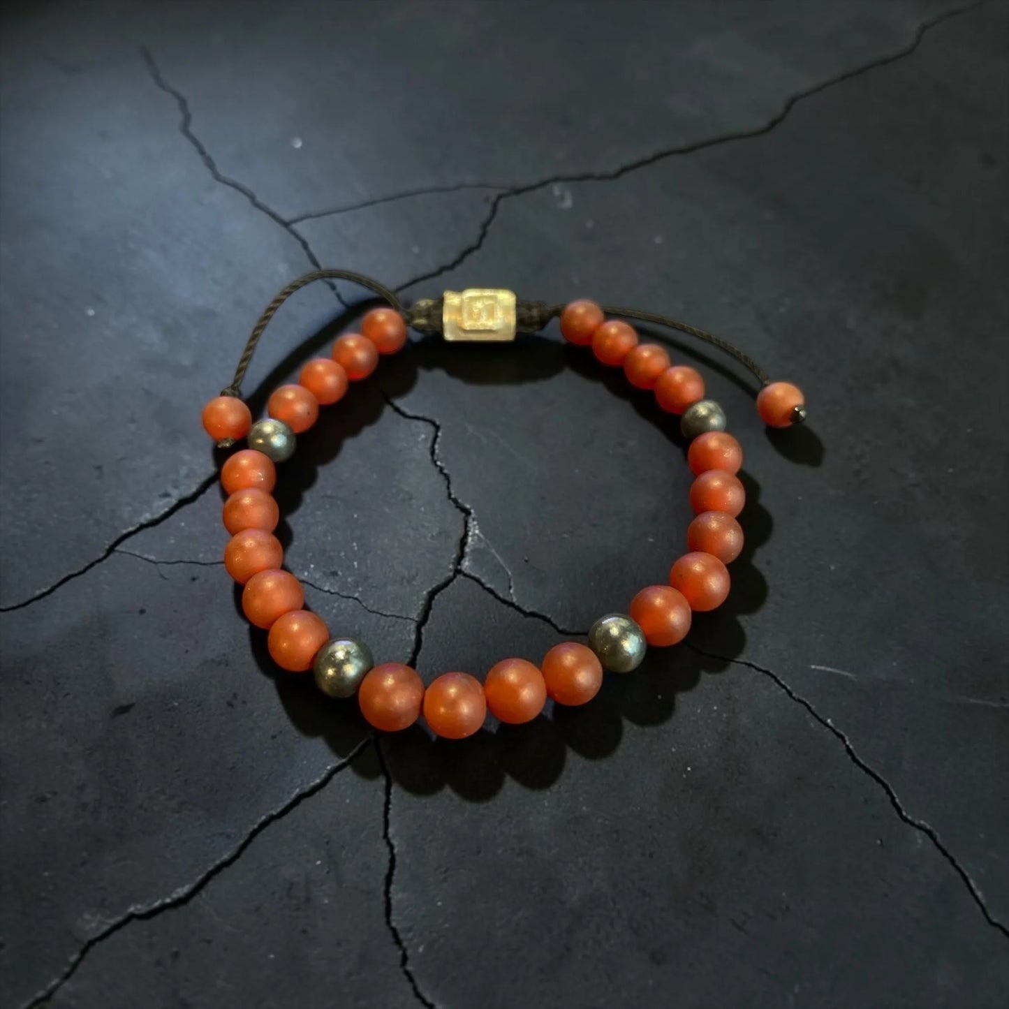 5 BALL RED CORNALINE MATTE BRACELET