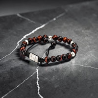 5 BALL OJO DE TIGRE CAFÉ BRACELET