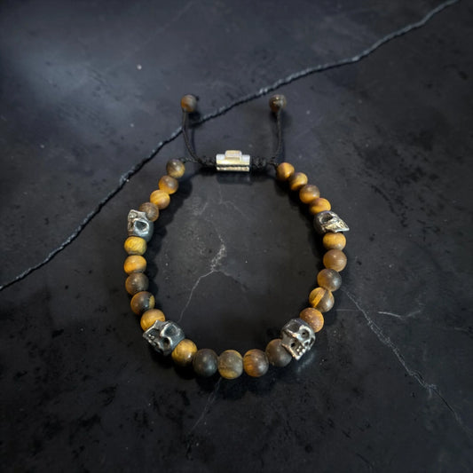 5 SKULLS OJO DE TIGRE MATTE BRACELET