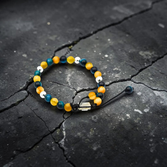 5 BALL COMBINED BLUE AND BLONDE TIGER EYE