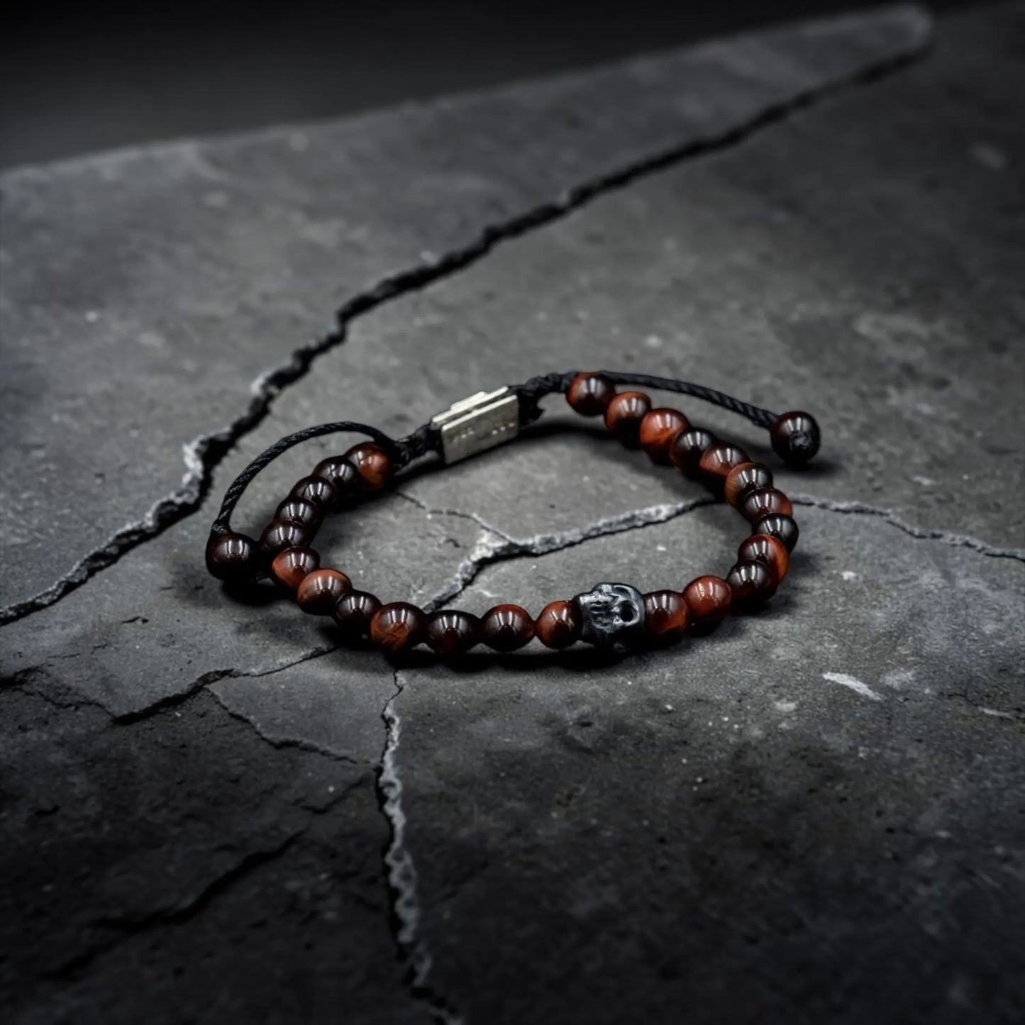 ONE SKULL OJO DE TIGRE CAFE BRACELET