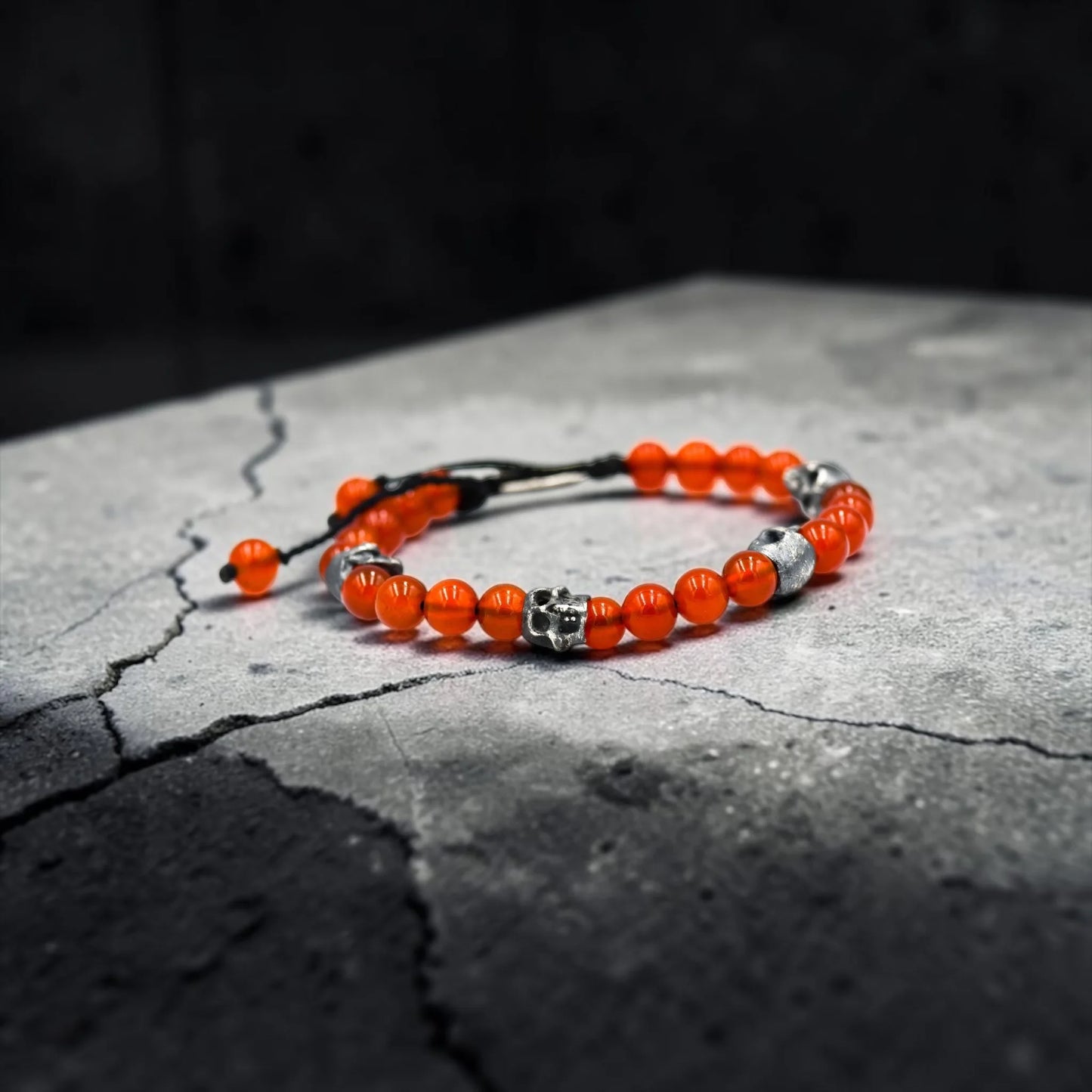 5 SKULLS ORANGE CORNALINE BRACELET