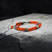 5 SKULLS ORANGE CORNALINE BRACELET