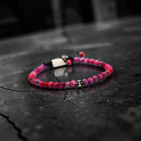 ONE SKULL PINK JASPER BRACELET