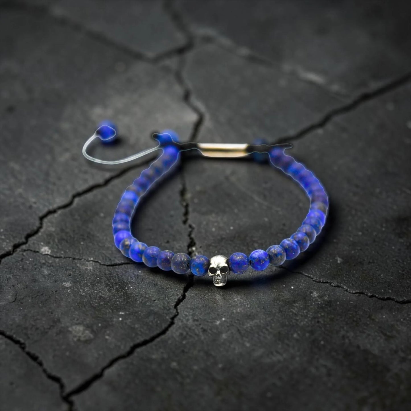 ONE SKULL LAPISLAZULI MATTE BRACELET