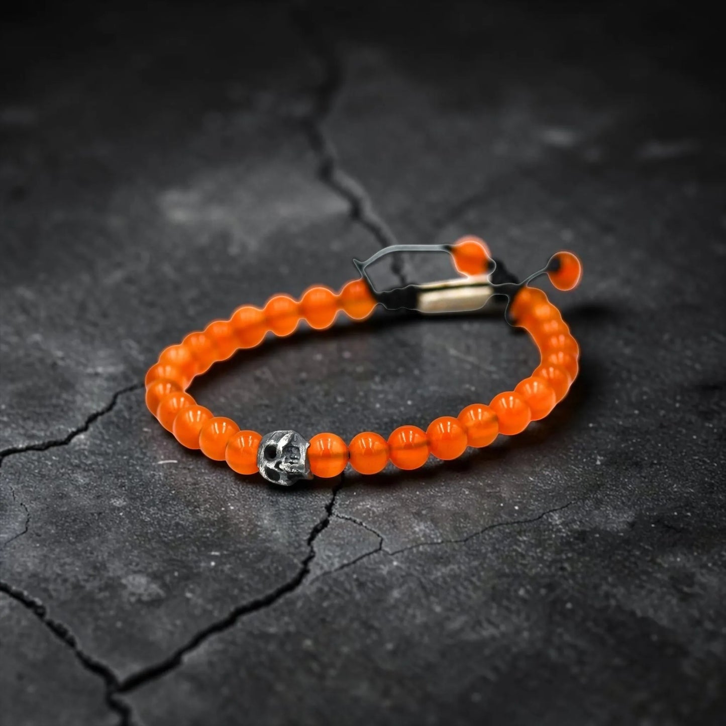 ONE SKULL ORANGE CORNALINE BRACELET