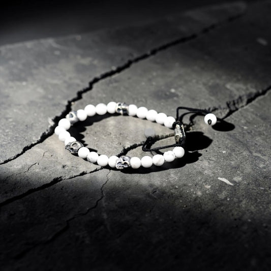 5 SKULLS WHITE TURQUOISE BRACELET