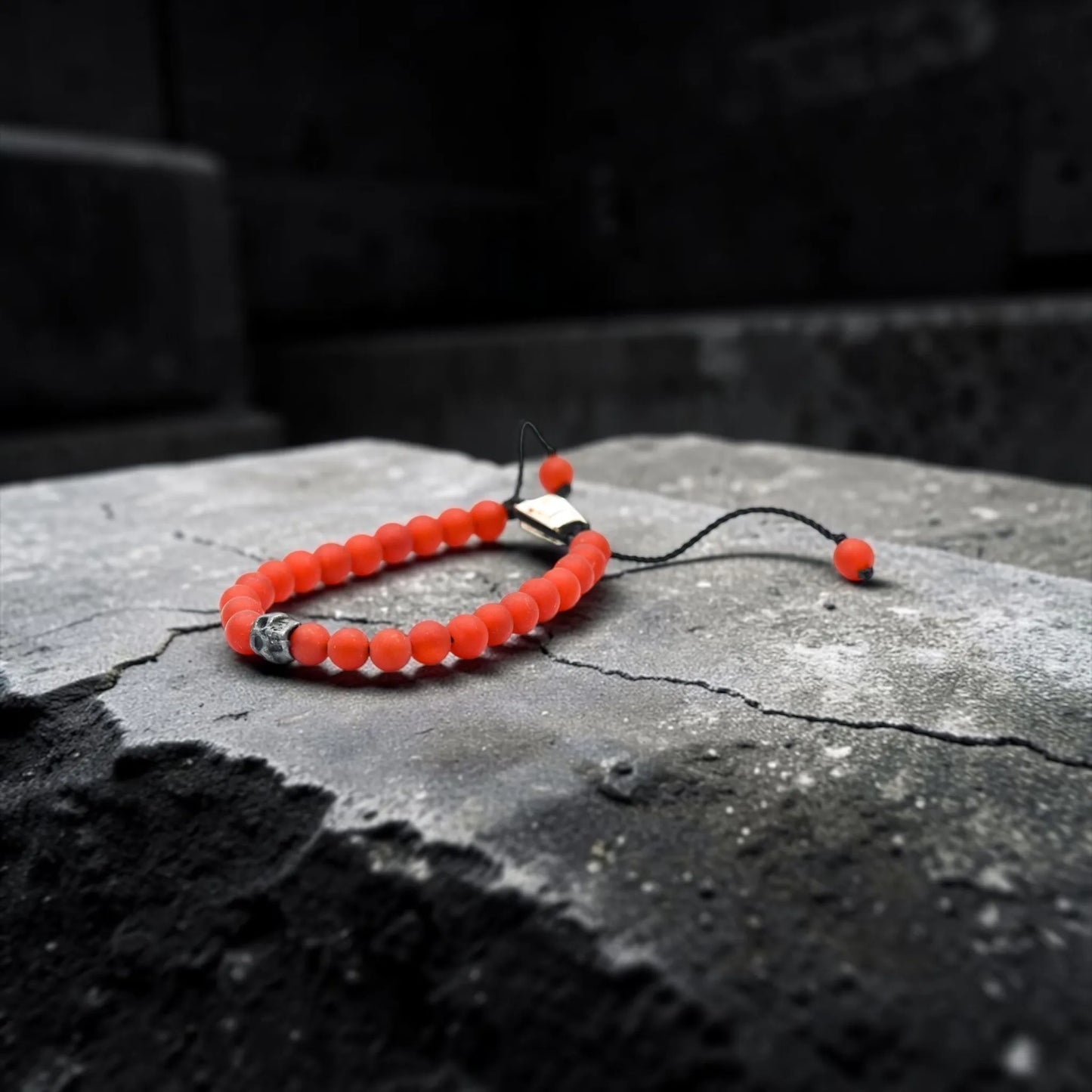 ONE SKULL RED CORNALINE MATTE BRACELET