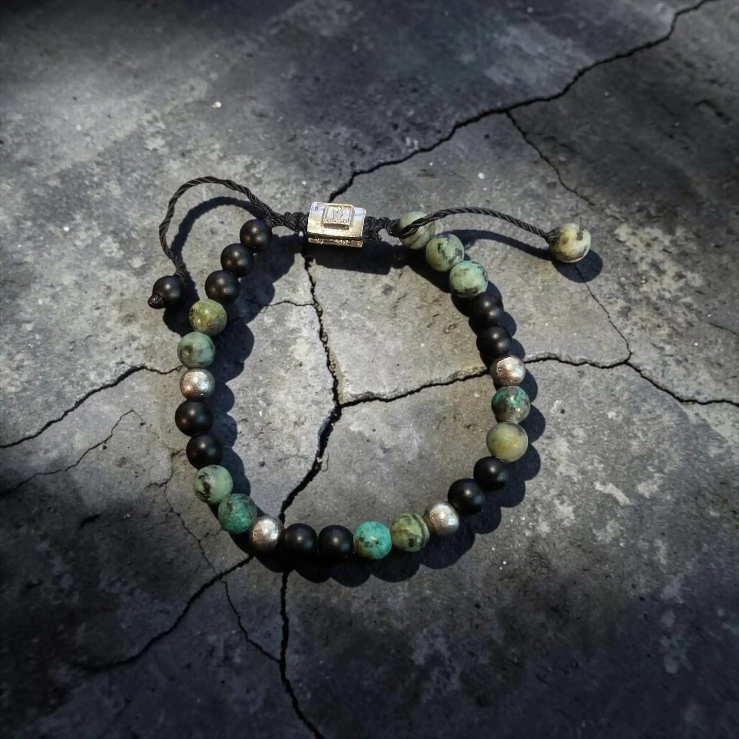 5 BALL COMBINED BEADS AFRICAN TURQUOISE AND ONIX