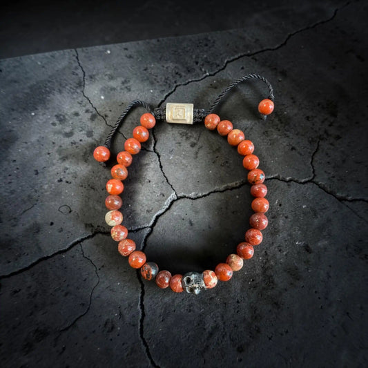 ONE SKULL JASPER NARANJA BRACELET