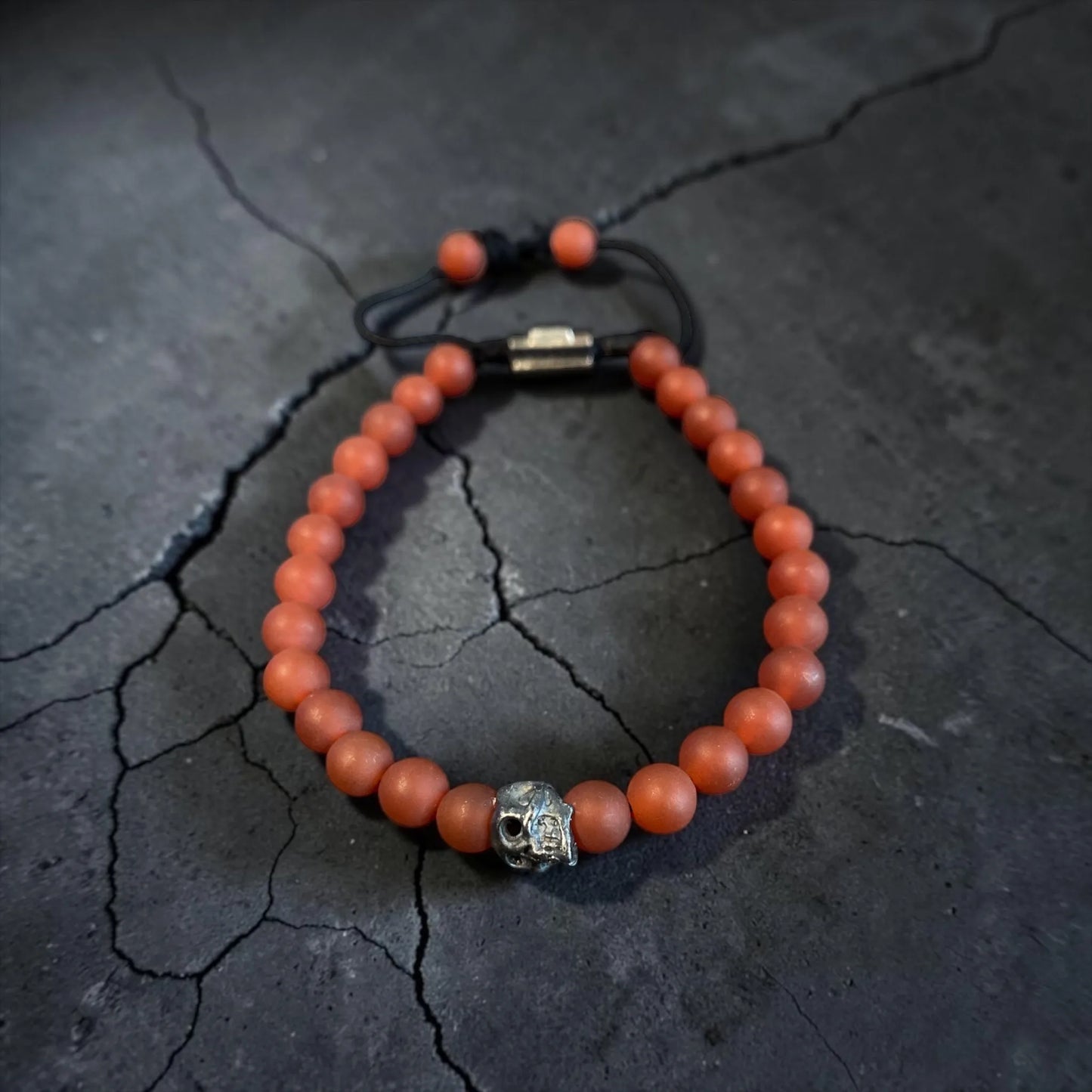 ONE SKULL ORANGE CORNALINE MATTE BRACELET