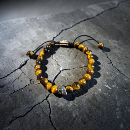 ONE SKULL TIGER EYE BRACELET