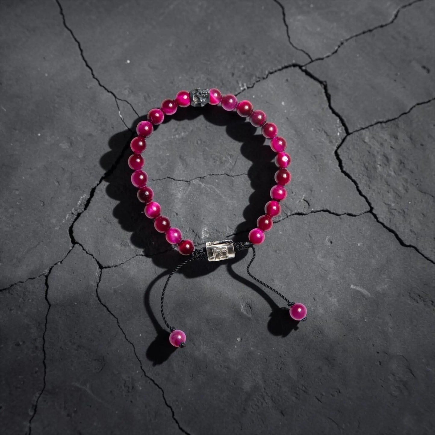 ONE SKULL TIGER EYE PINK BRACELET