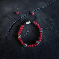 5 SKULLS GRANATE ROJO BRACELET
