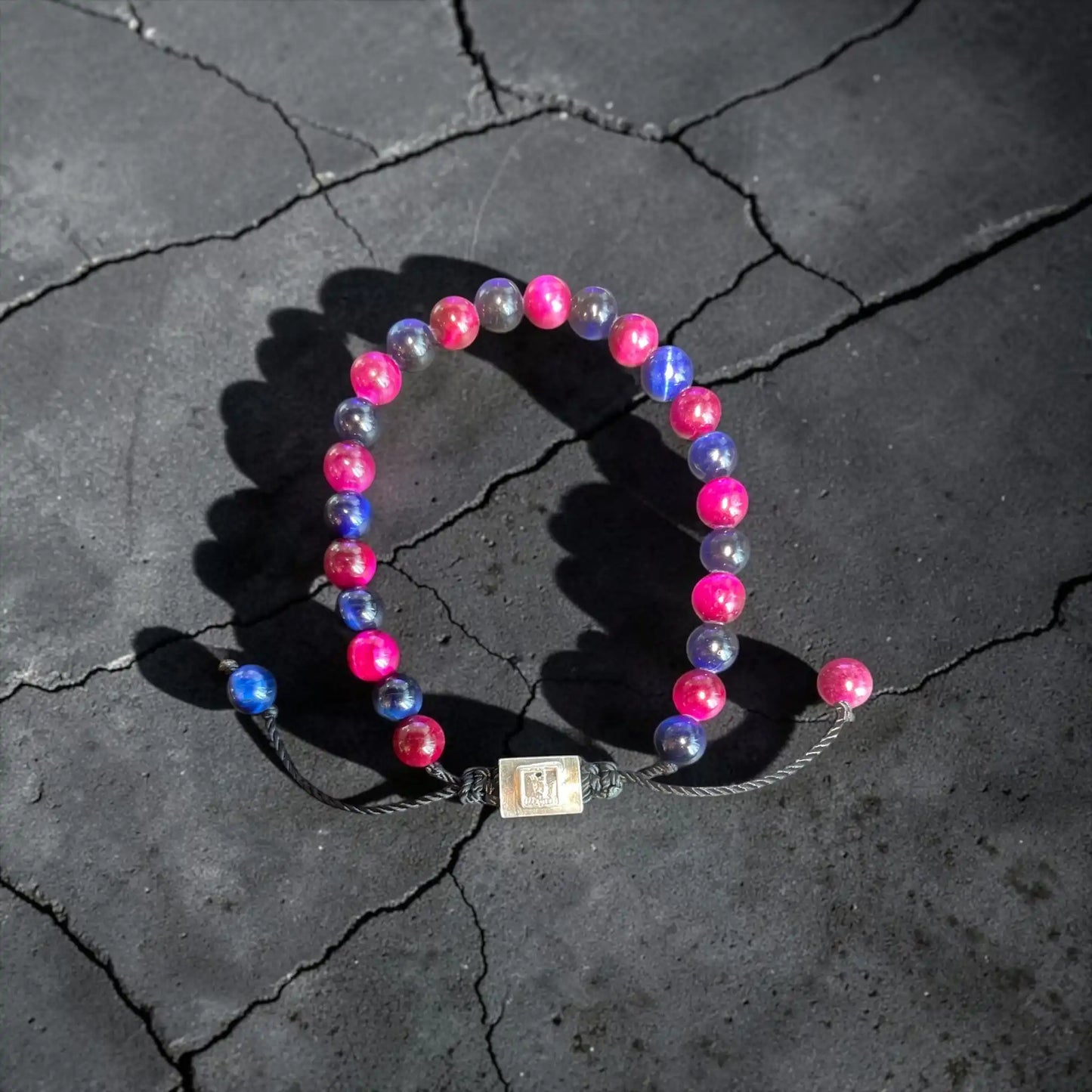 COMBINED BEADS PINK AND BLUE TIGER EYE